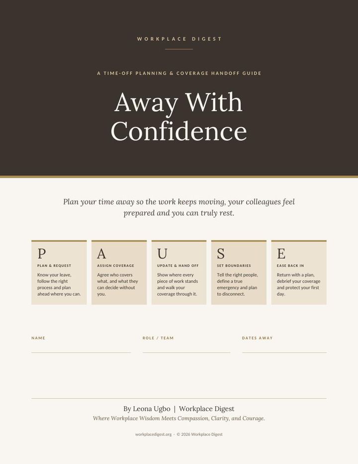 Cover of Away With Confidence, a Workplace Digest resource